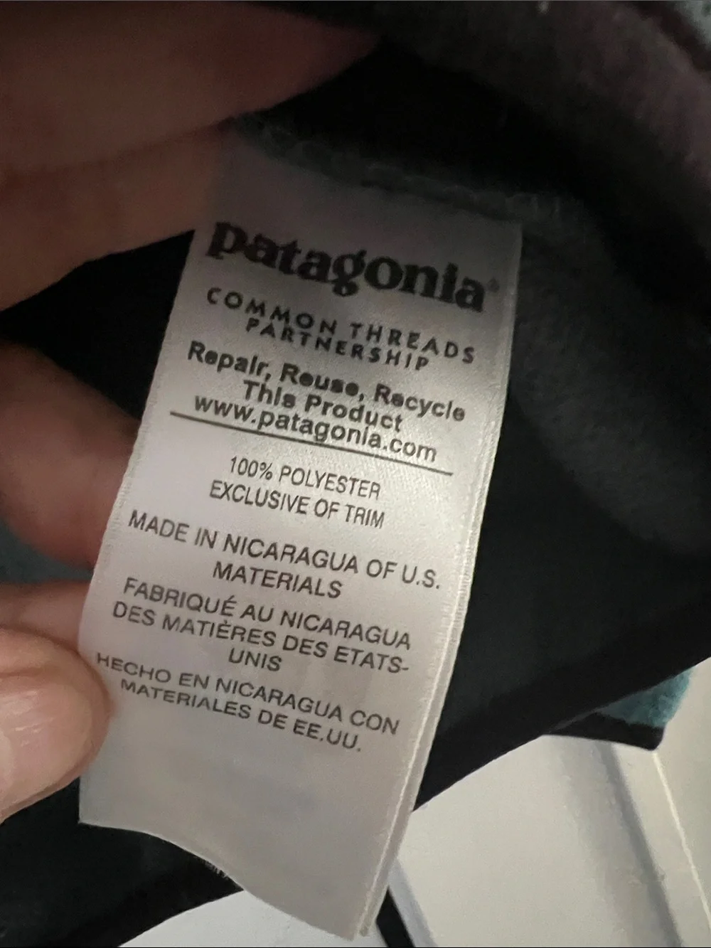 Patagonia Men’s Teal and Dark Green Fleece Snap Pullover